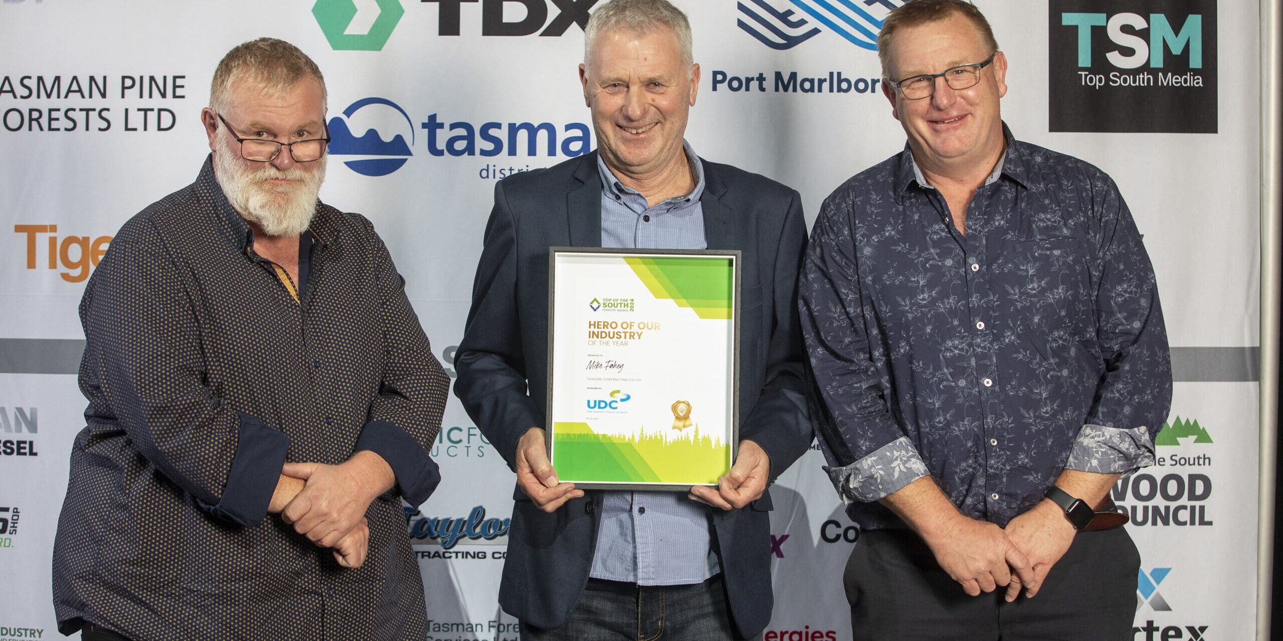 Charlie Taylor, Mike Fahey (Forestry Department Manager and winner of the Hero Of Our Industry Award), and Matt Taylor